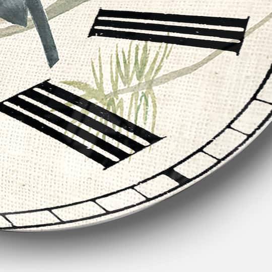 Designart 'Chickadee And Red Farmhouse Bird On Branch Farmhouse Wall Clock